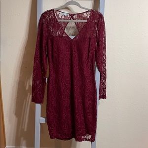 Wine Lace Dress